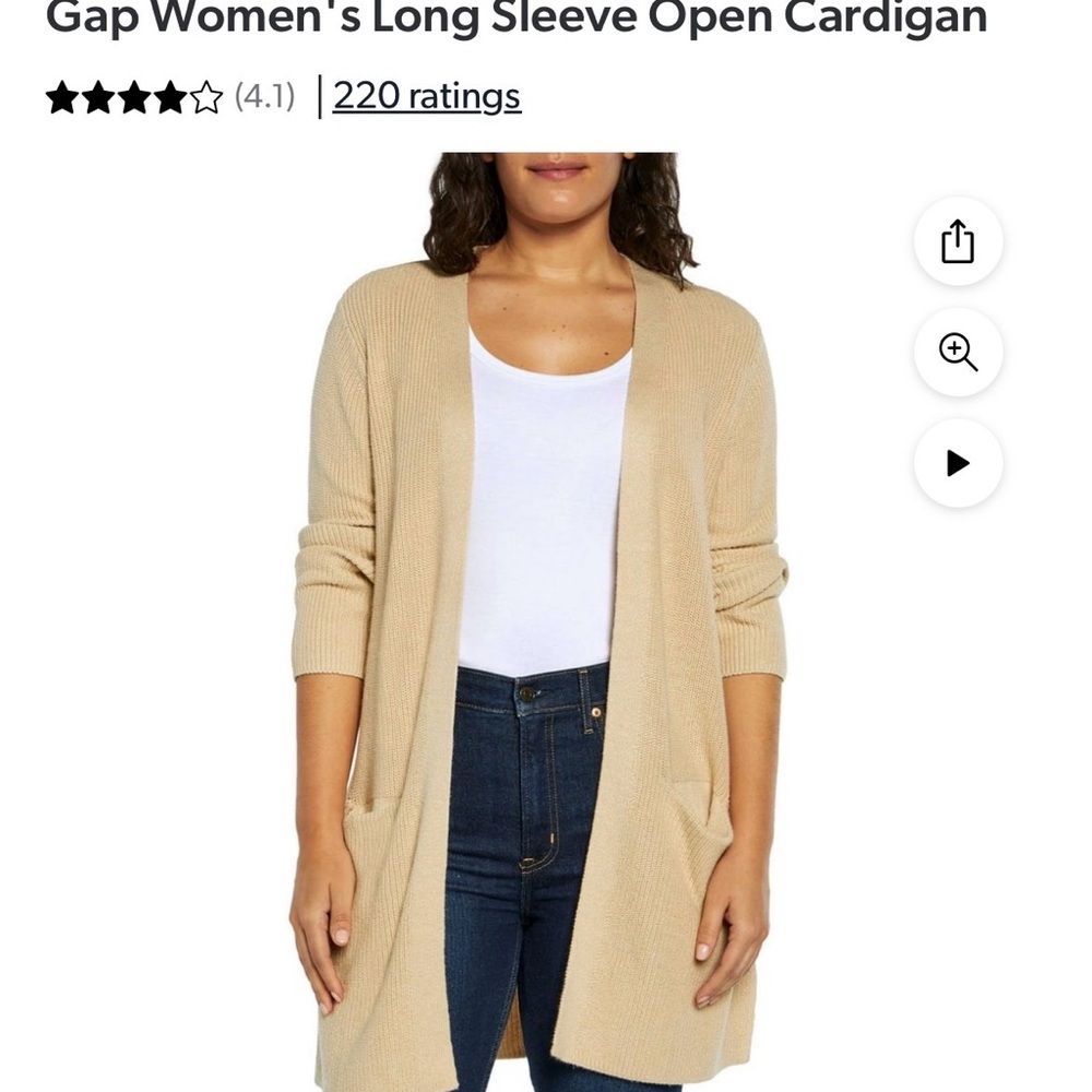 GAP Long Open-Front Cardigan in Beige